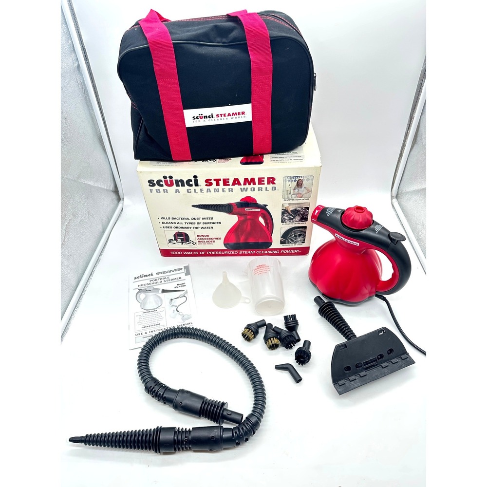 Scunci Steamer SS1000 Handheld Pressurized Steam Cleaner Grout Detailer Open Box